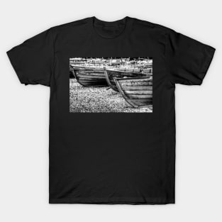 Derwentwater Wooden Rowing Boats Black And White T-Shirt